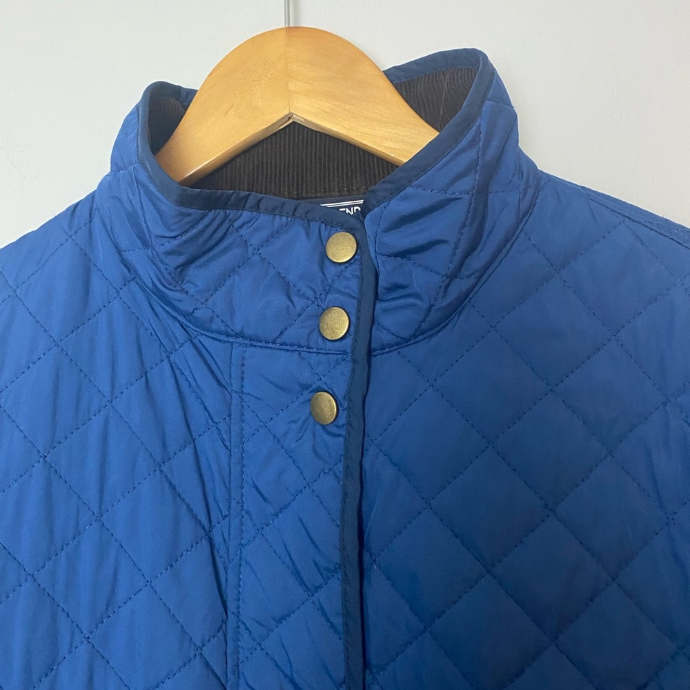 Lands End Quilted Zip Snap Jacket Barn Chore Coat Classic Heritage Puffer Blue M - Picture 5 of 16